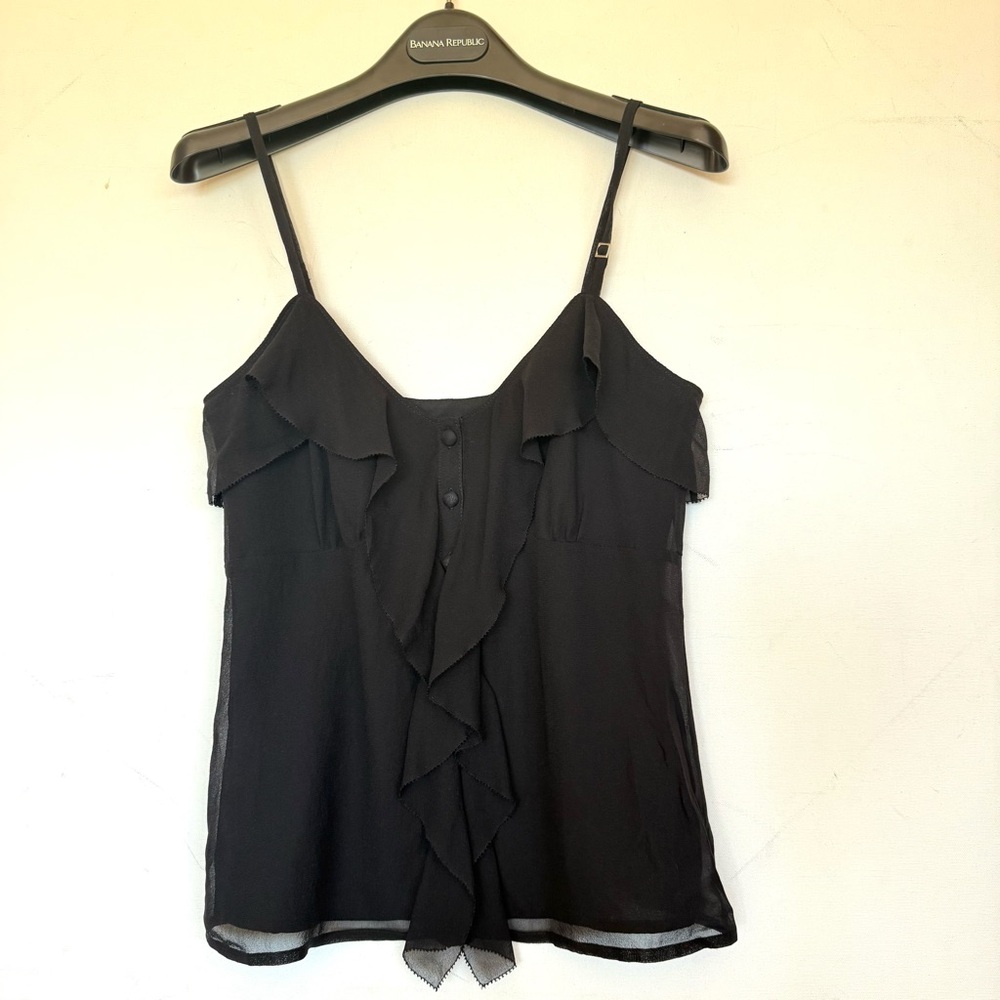 NWT Banana Republic 100% Silk Camisole Top SMALL Fits 6-8 BLACK Fully Lined